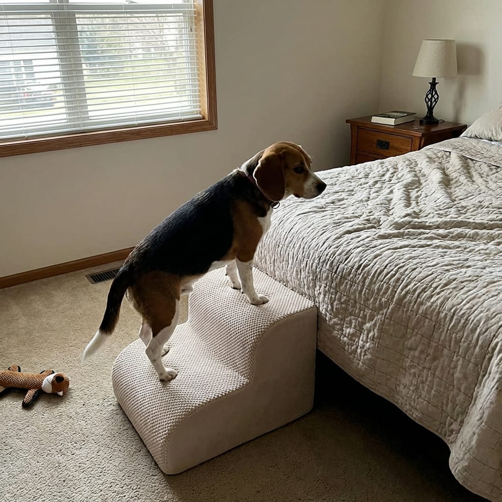 Customer photo review of Soft Dog Stairs with Non-Slip Ramp for Small Pets