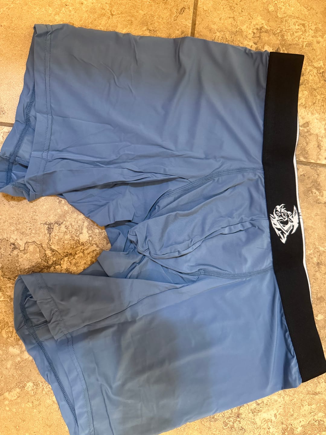 Customer photo review of Nylon 7in Boxer Briefs No Fly 6pk Black/Blue/Gray