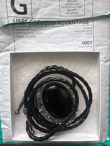 Customer photo review of Tiger’s Eye Bolo Tie- Western Wedding Accessory