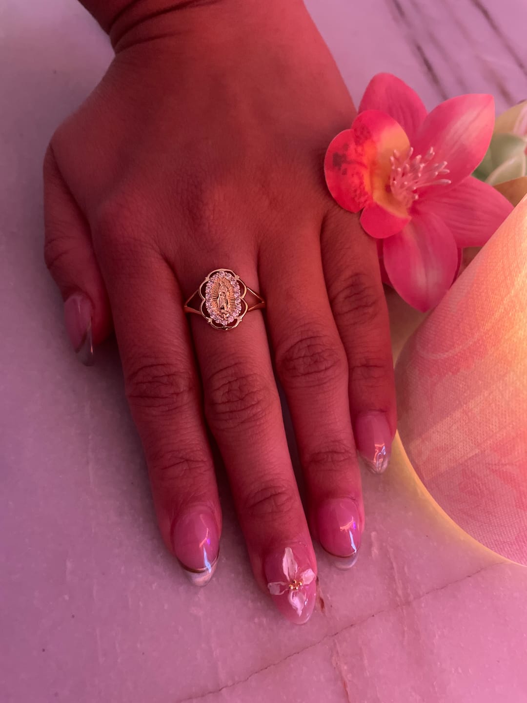 Customer photo review of FREE Today: Ornate Golden Filigree Our Lady Ring: Merging Elegance with Spiritual Grace