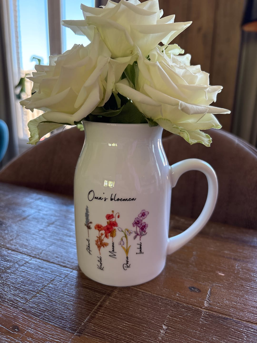 Customer photo review of Mama’s tuin – Gepersonaliseerde vaas met naam en bloemen voor mama en oma