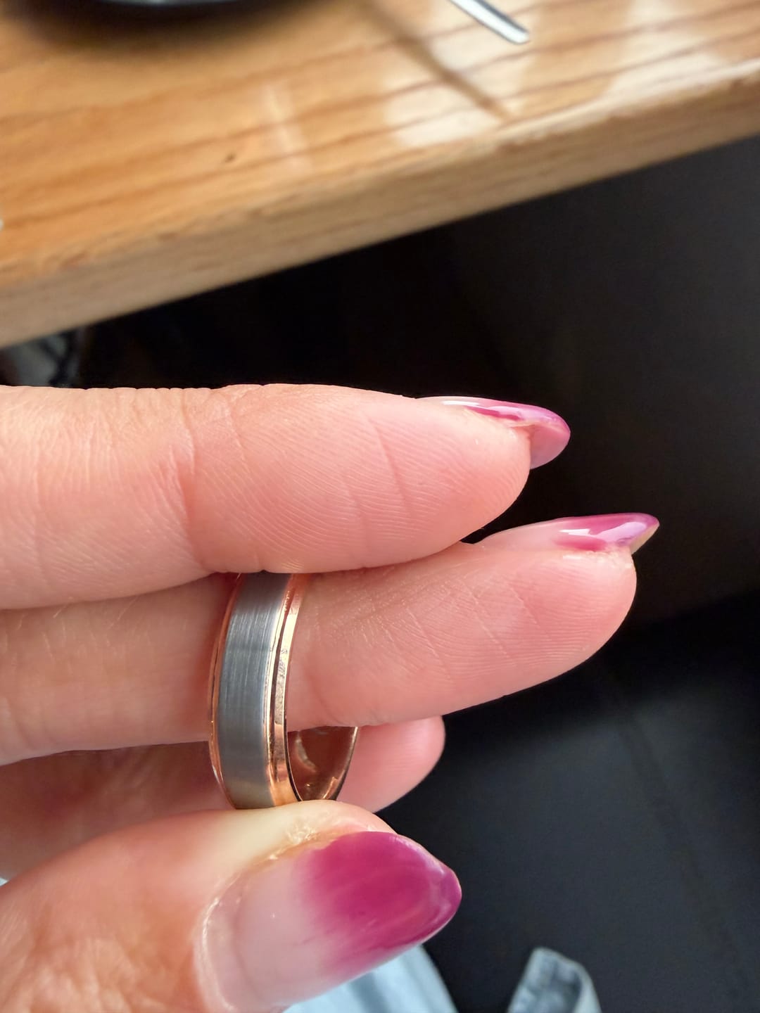 Customer photo review of The Gatsby - Rosegold & Brushed Men's Tungsten Ring