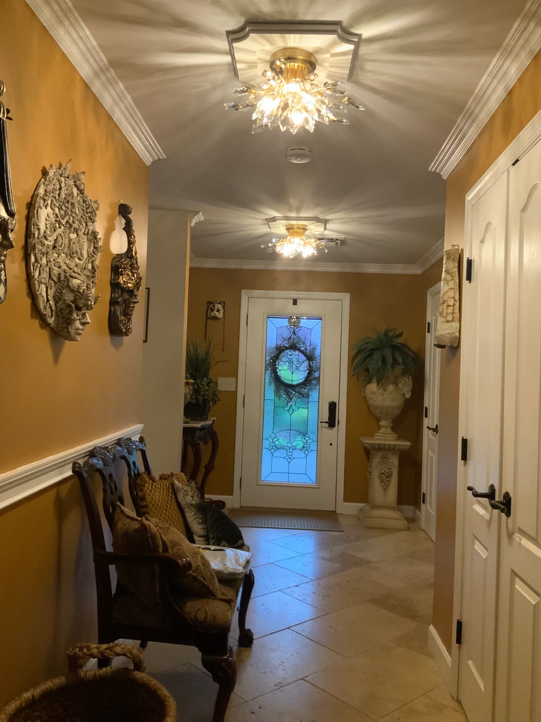 Customer photo review of 4-Light Bloom Crystal Leaf Semi Flush Mount Light