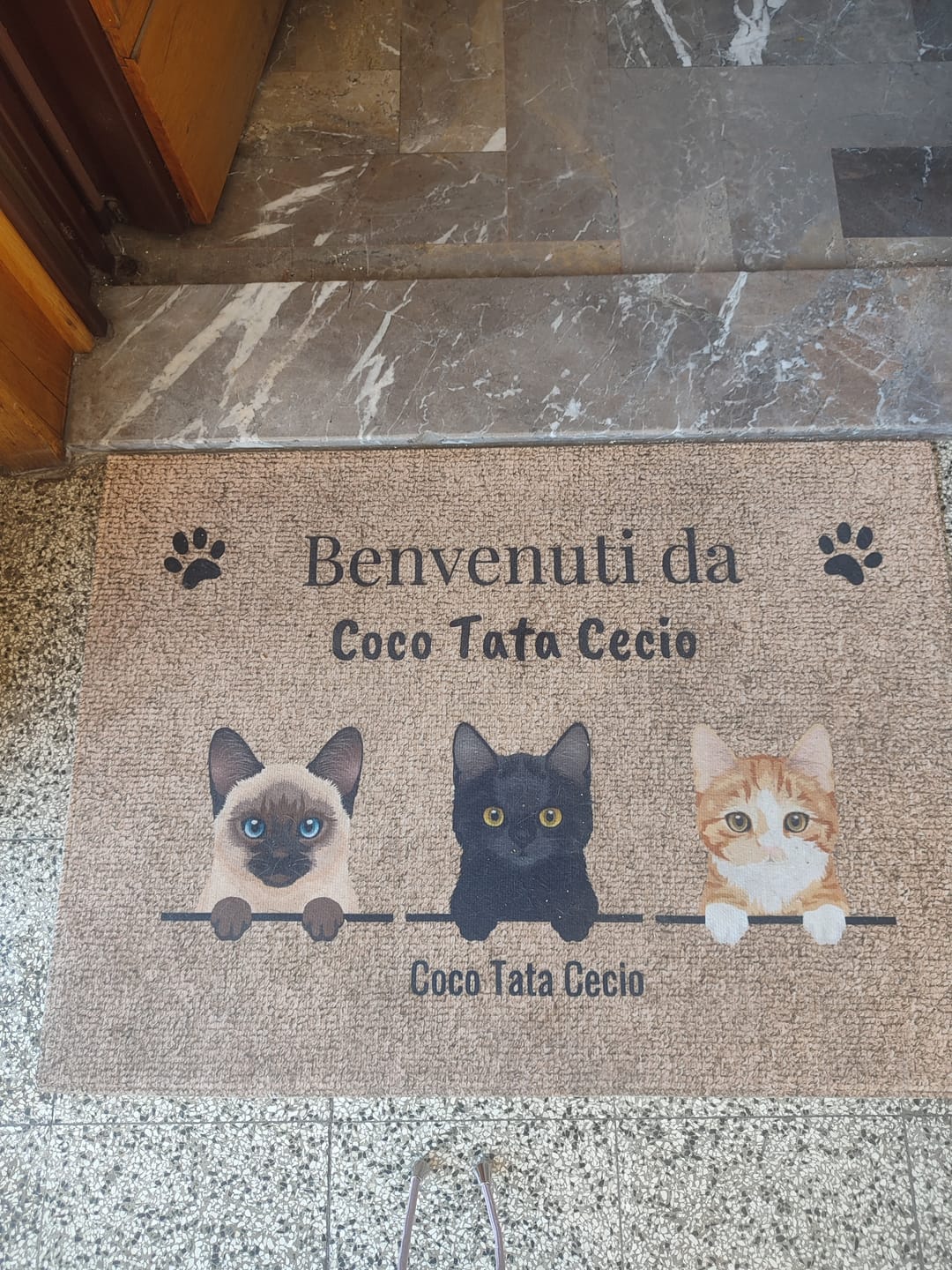 Customer photo review of Benvenuti da – Zerbino personalizzato
