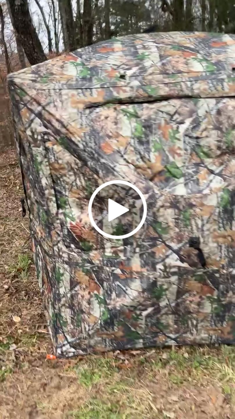 Customer video review of Vis360 See Through Ground Blind | 360° Camouflage Pop Up Hunting Blind for 2/3/4 Person | Portable Deer Blind with Orange Cover
