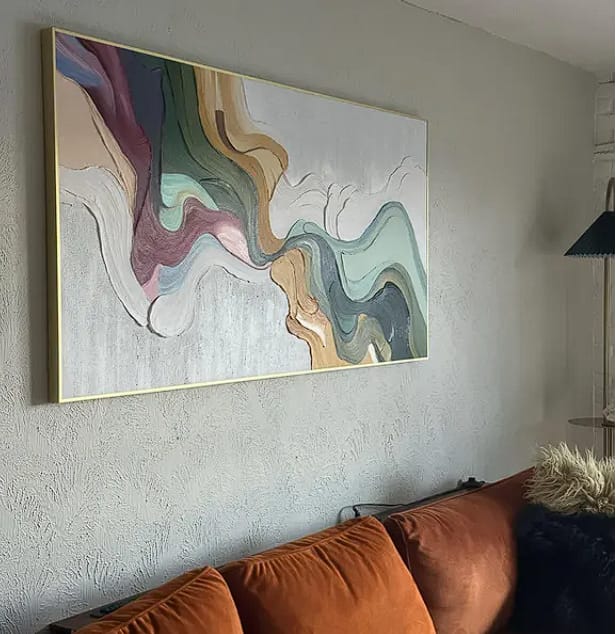 Customer photo review of Earth's Veins – Sculptural Texture Abstract Acrylic Painting | Wabi-Sabi Vintage Green Entryway Wall Art