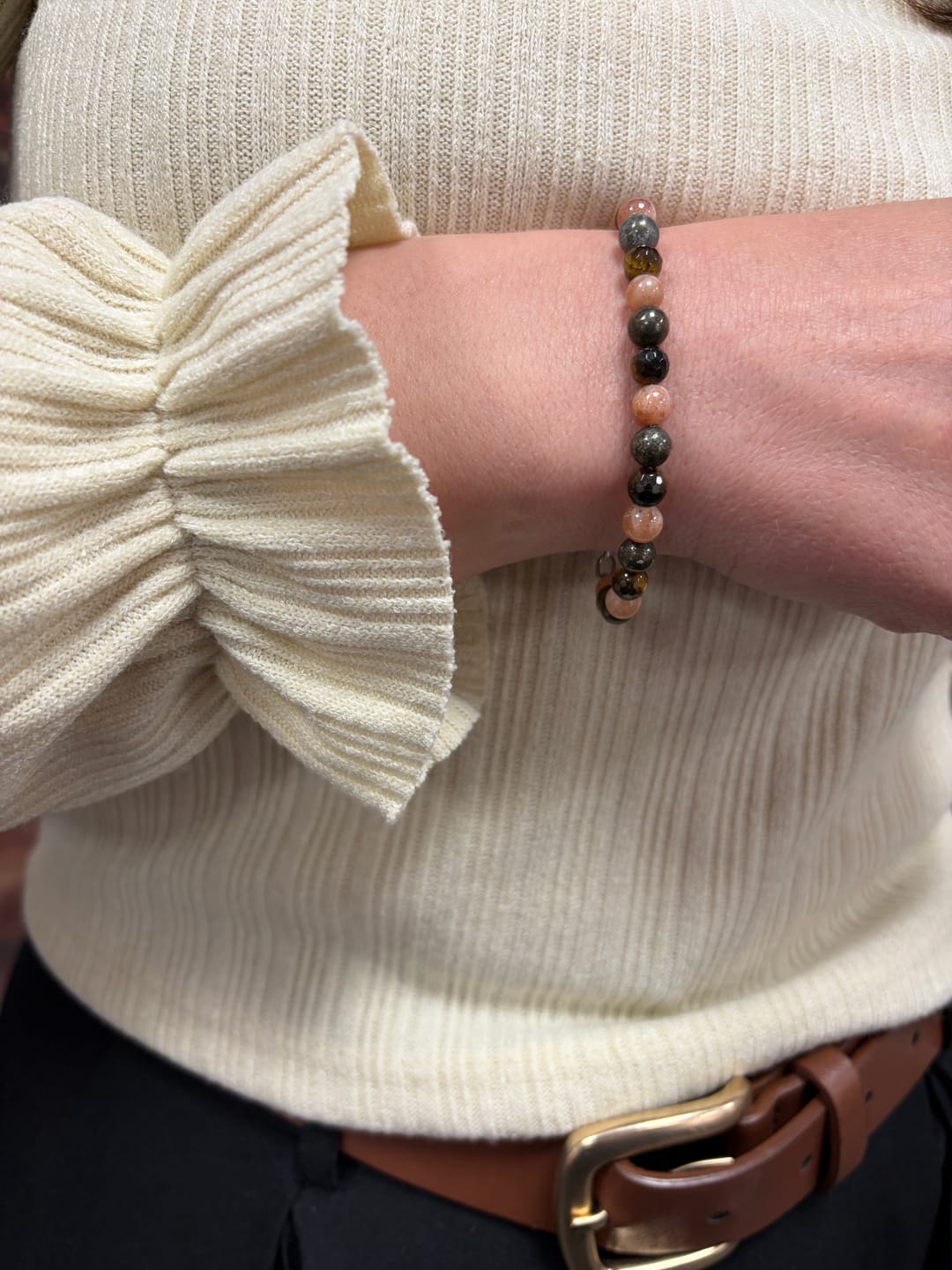 Customer photo review of Bracciale Ricchezza - Pirite, Occhio di Tigre, Pietra del Sole - LIMITED EDITION