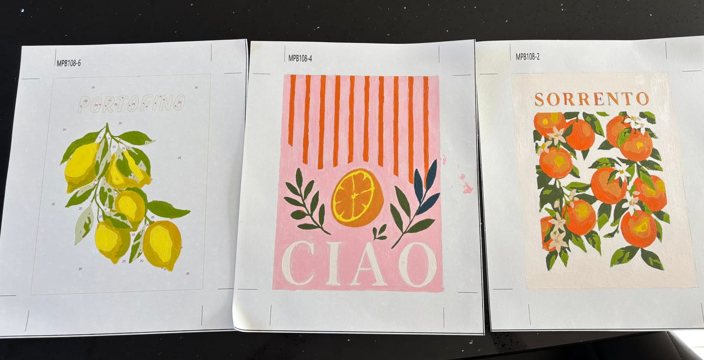 Customer photo review of 6 Mini Paintings - Italian Fruit & Drinks Set