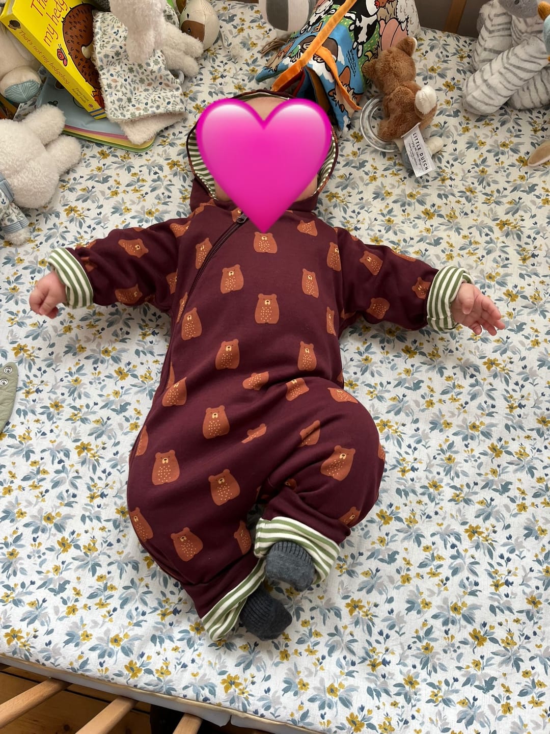 Customer photo review of Brown Bears Hooded Reversible Snug Suit