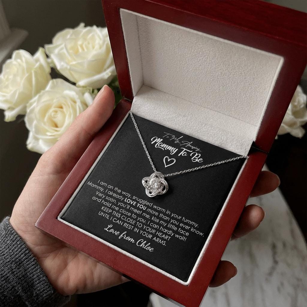 Customer photo review of "To My Amazing Mommy To Be" Necklace (+Your Name)