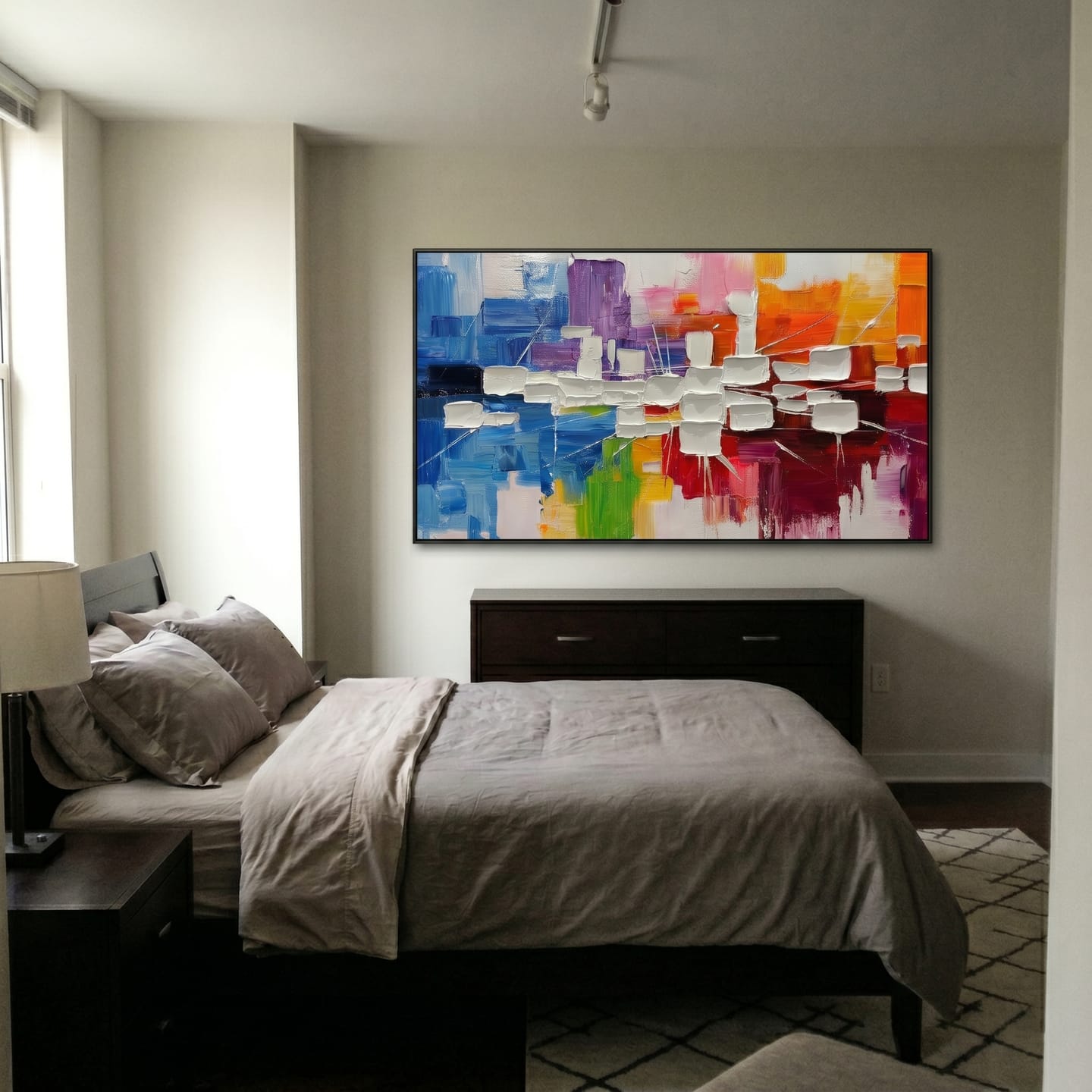 Customer photo review of Vibrant Rhythm - Modern Colorful Impasto Abstract Canvas | Energetic Living Room Wall Art