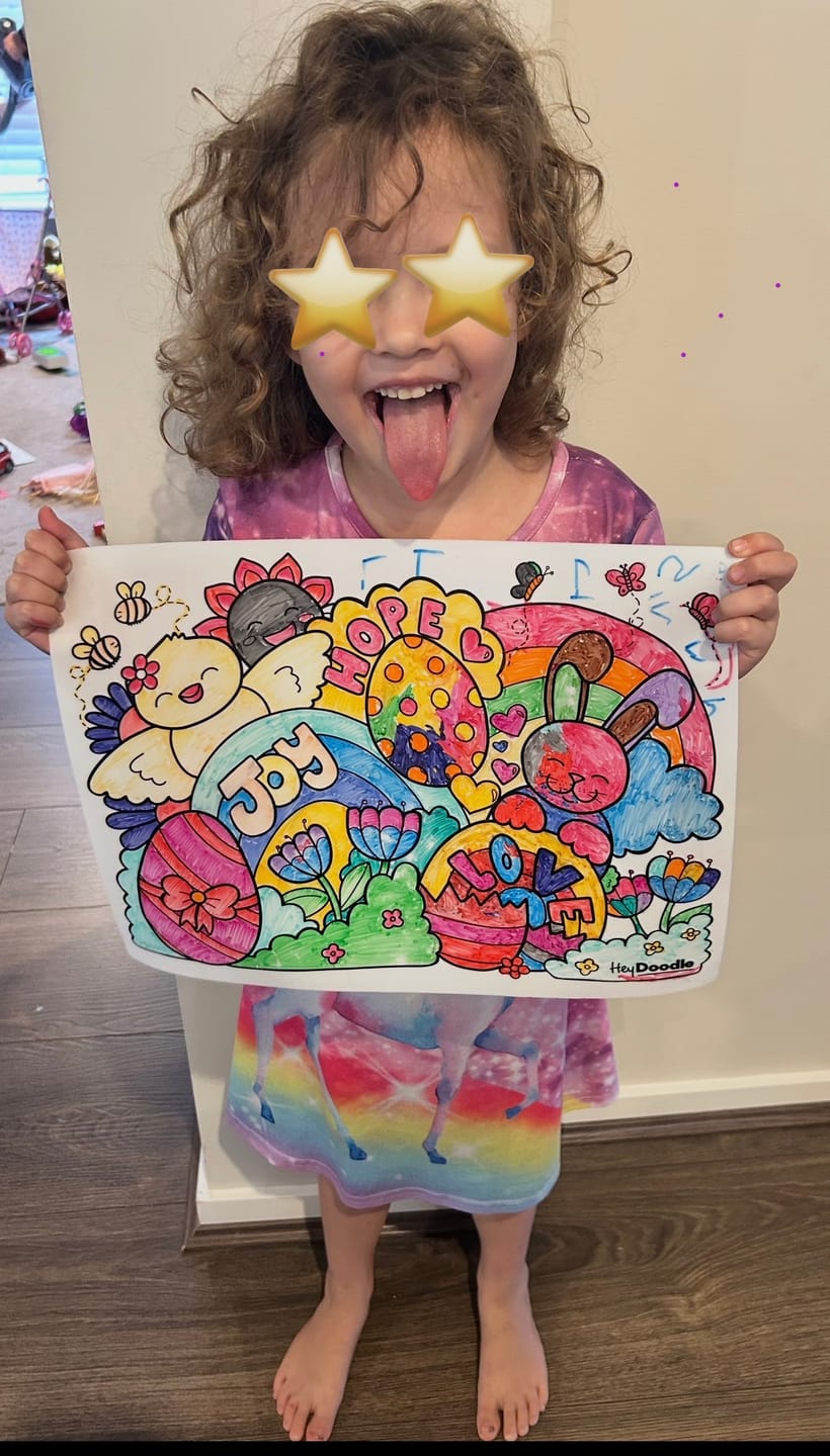 Customer photo review of Easter Surprise Classic Colouring & Doodle Mat