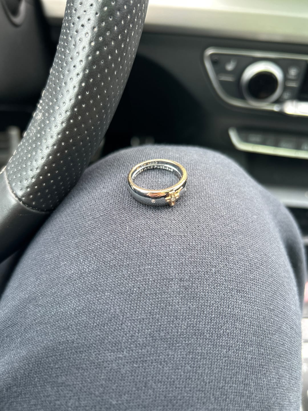 Customer photo review of FREE Today: Modern Style Two-tone Gold Cross Alloy Ring-With God All Things Are Possible