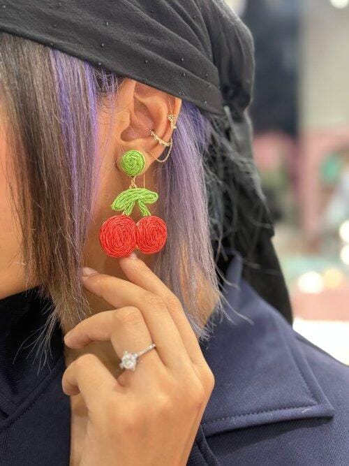 Customer photo review of Handcrafted Multicolor Thread Earrings