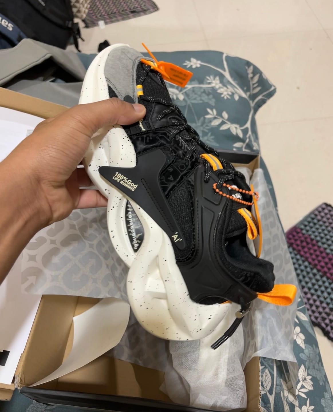 Customer photo review of Singalmaha Black Chunky Sole Designer Premium Sneakers