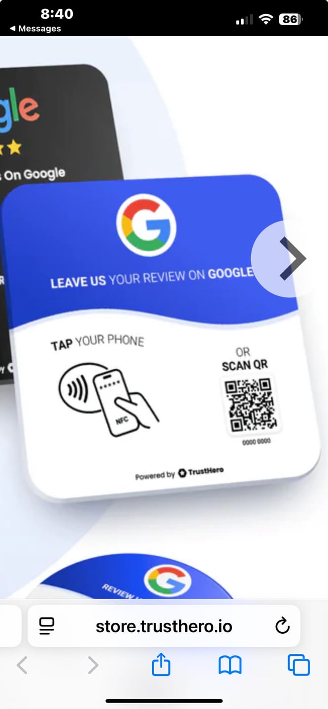 Customer photo review of Google Review Plate