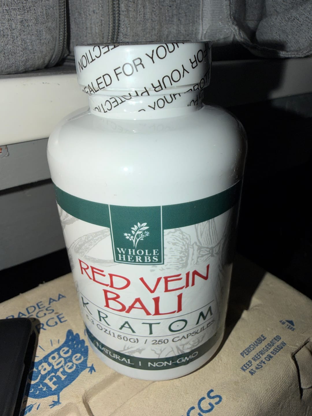 Customer photo review of Whole Herbs Red Vein Bali Kratom Capsules