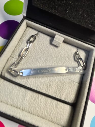 Customer photo review of Minimal Paper Clip ID Bracelet