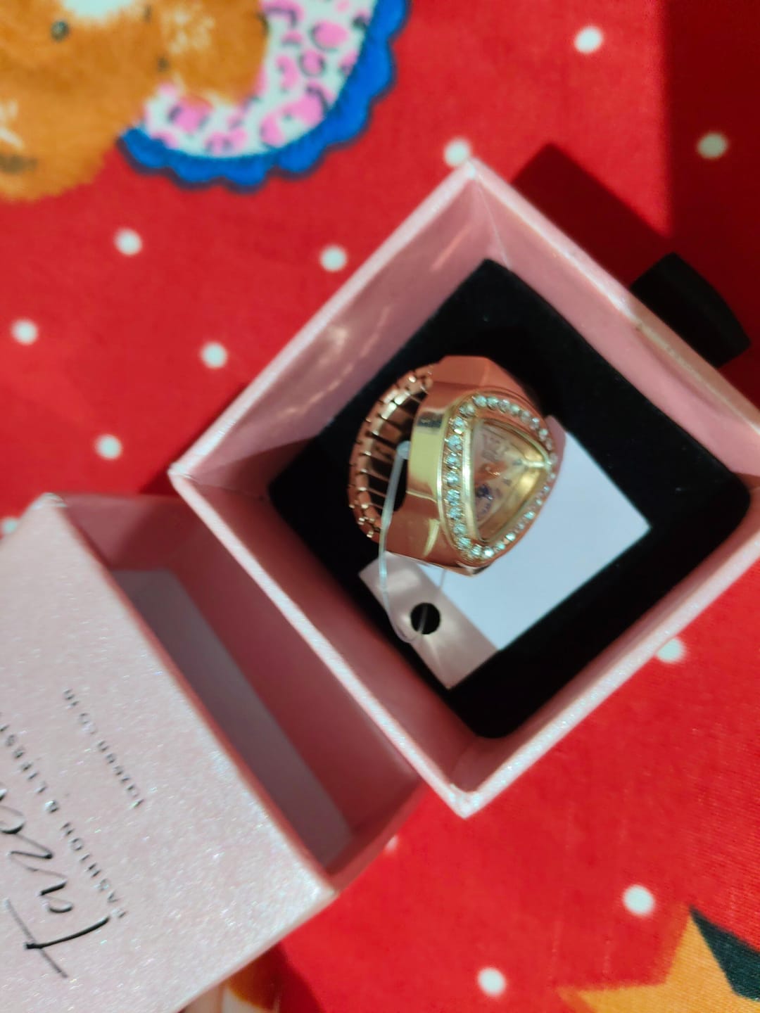 Customer photo review of Rose Gold Finger Watch | Crystal Studded Fashion Ring