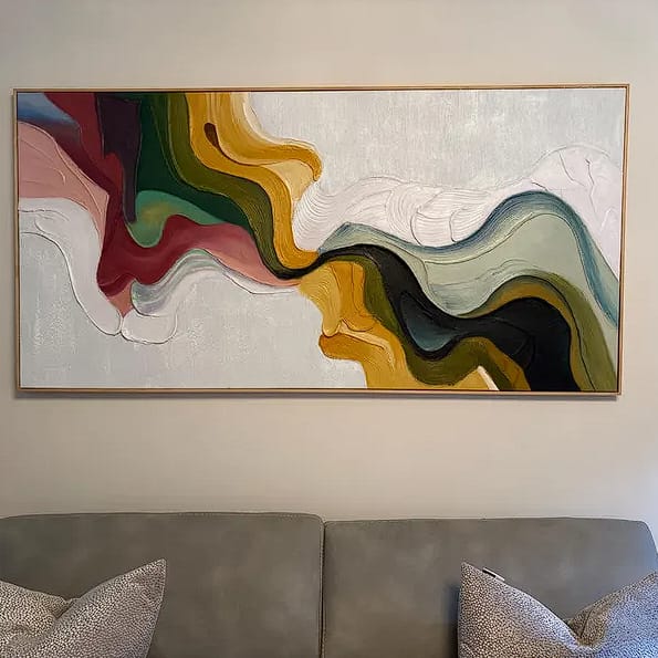 Customer photo review of Earth's Veins – Sculptural Texture Abstract Acrylic Painting | Wabi-Sabi Vintage Green Entryway Wall Art