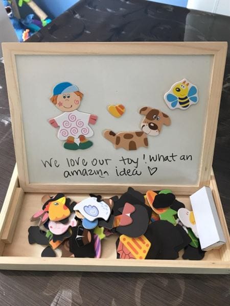 Customer photo review of Zeichentafel Kinder 2in1 | Magnettafel und Kreidetafel