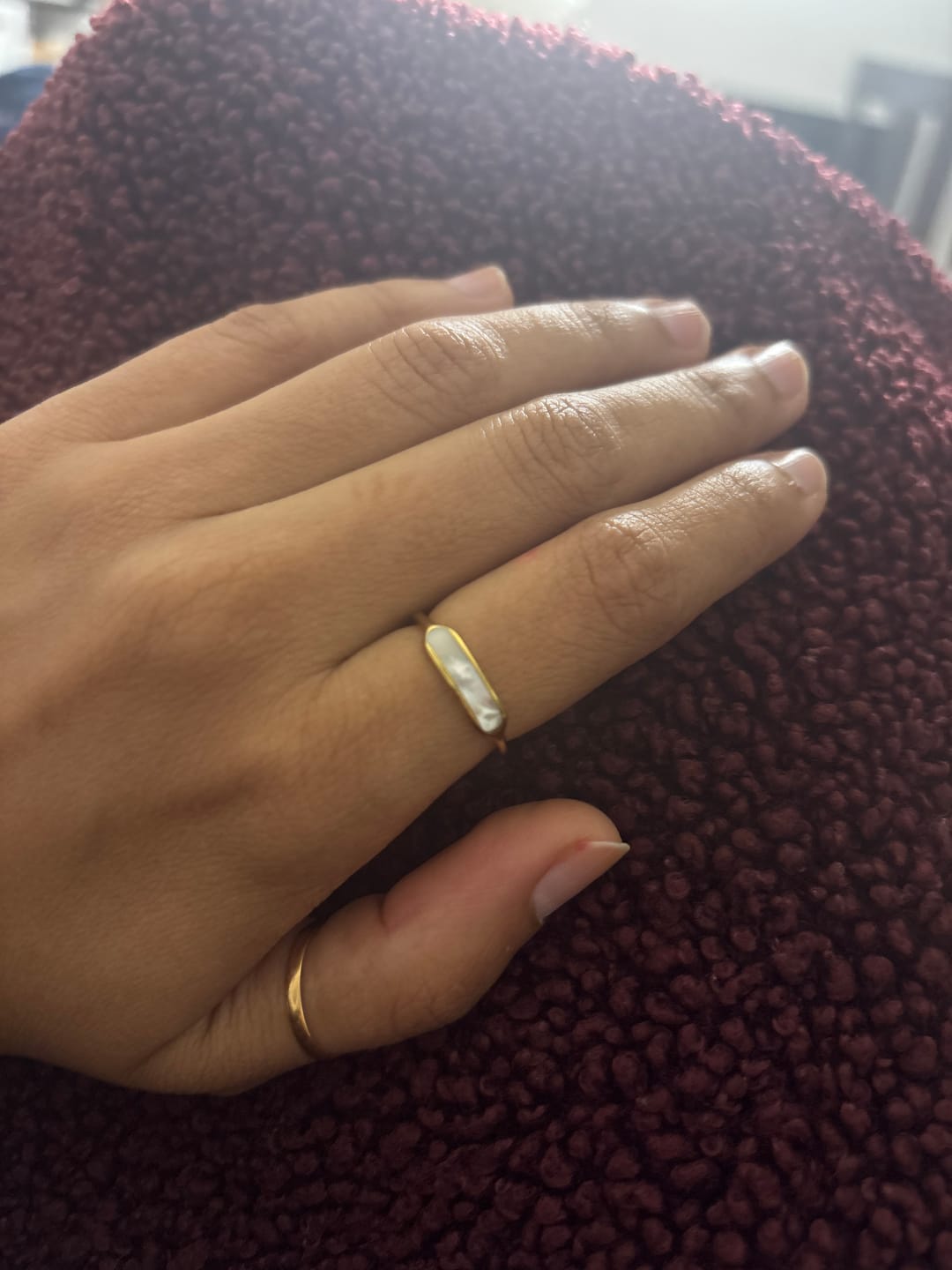 Customer photo review of Maya Pearl White Ring