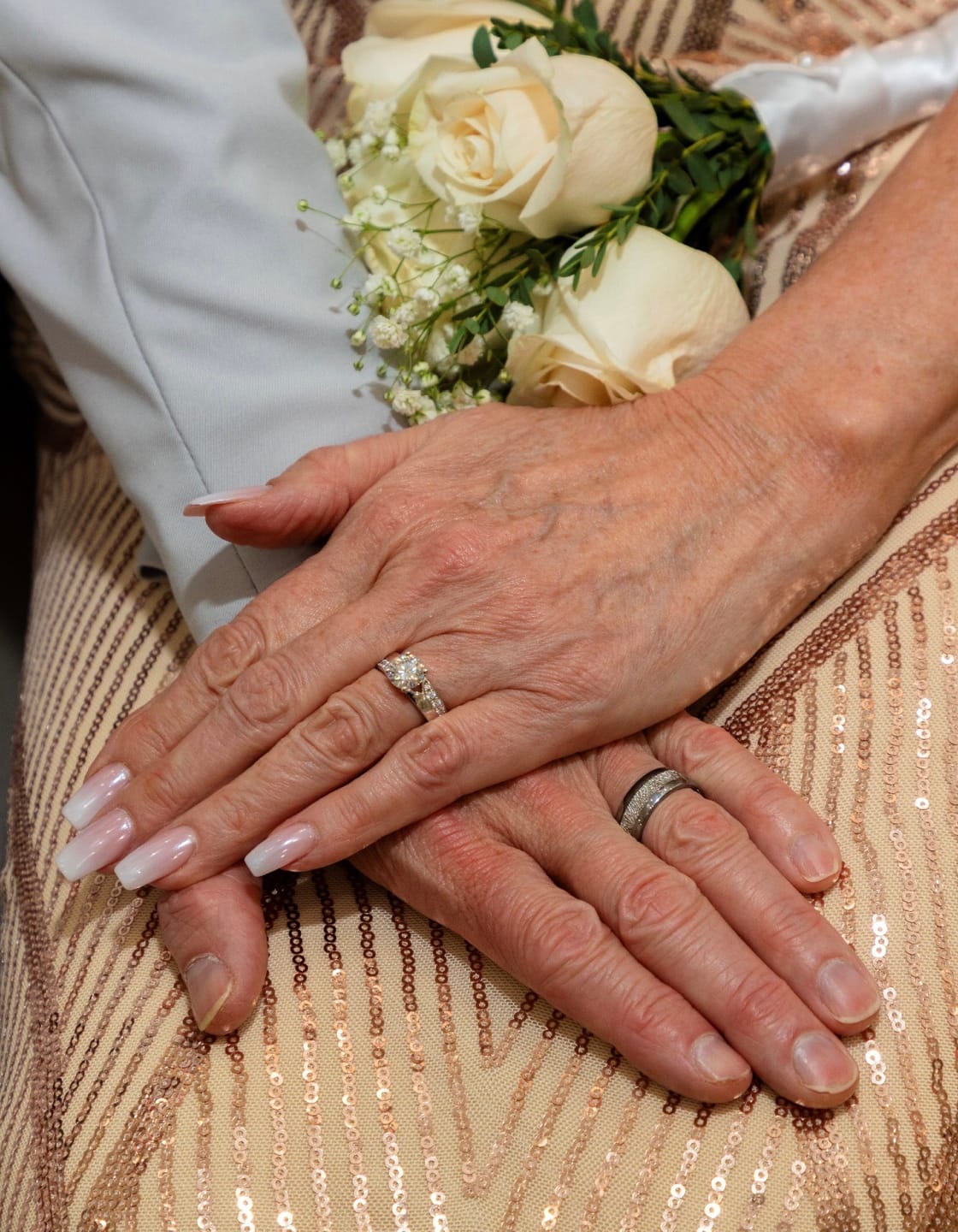 Customer photo review of Round Moissanite Offset Side Stone Row Engagement Ring