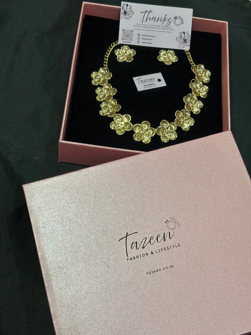 Customer photo review of Gold Plated Floral Necklace Set with Earrings