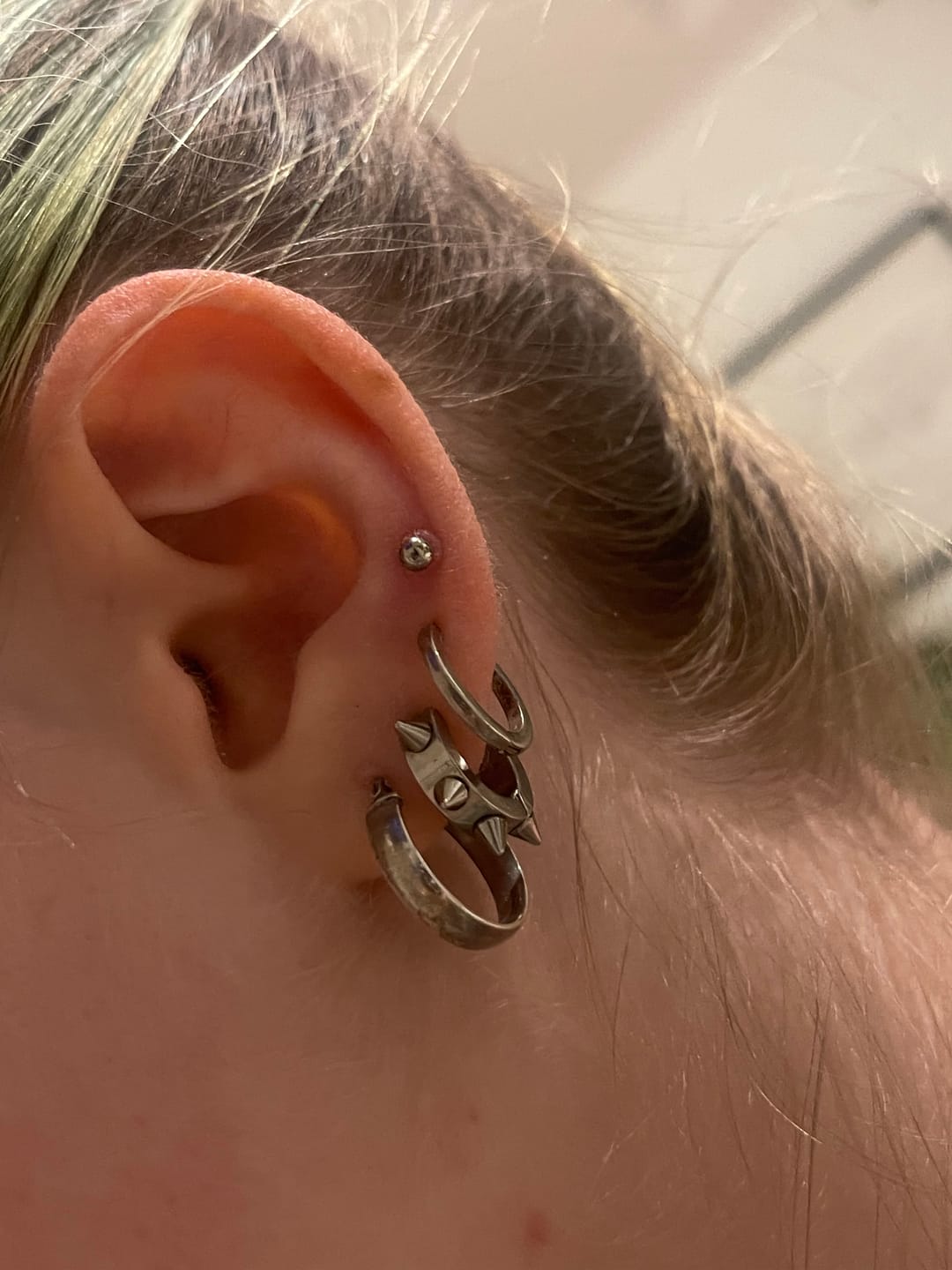 Customer photo review of Spiked Mini Hoops