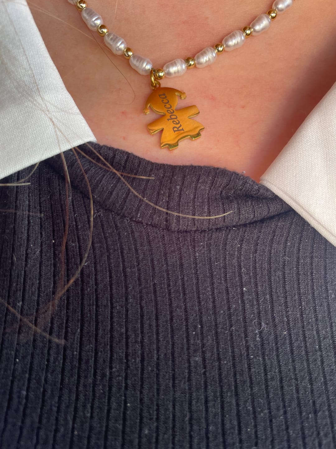 Customer photo review of Girocollo perline con bambini e incisione