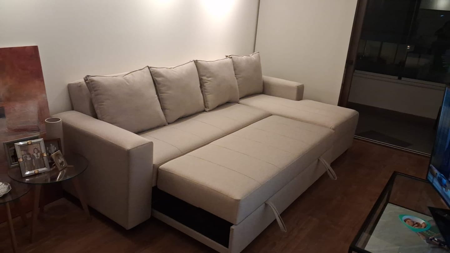 Customer photo review of Sofá en L Cama + Baúl y Cojines Grandes