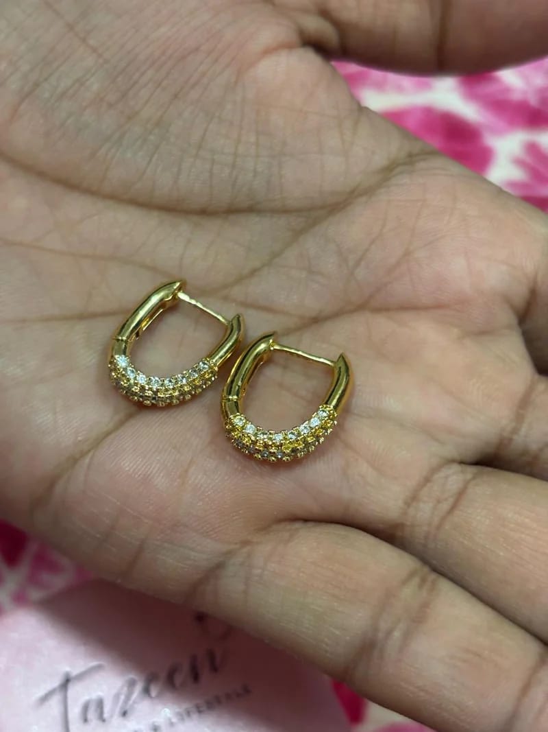 Customer photo review of Luxury Gold Plated CZ Hoop Earrings | Anti-Tarnish Jewelry