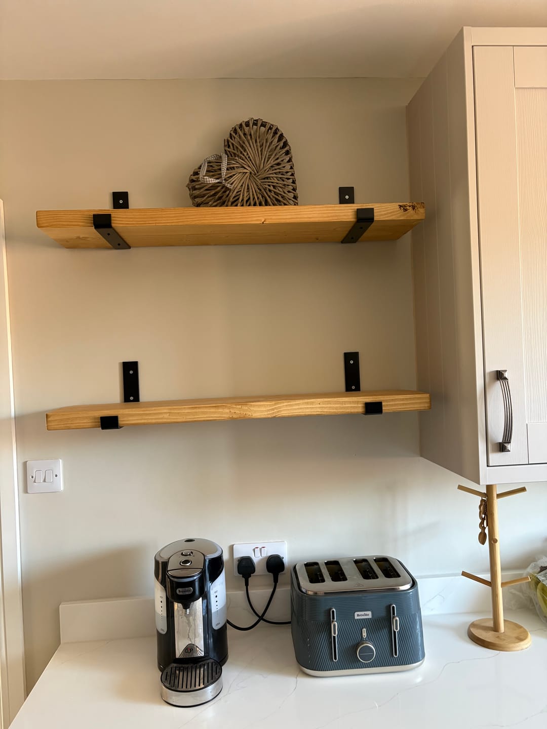 Customer photo review of Set of 2 | Rustic Wooden Wall Shelves with Industrial Style Bracket | 22.5cm depth