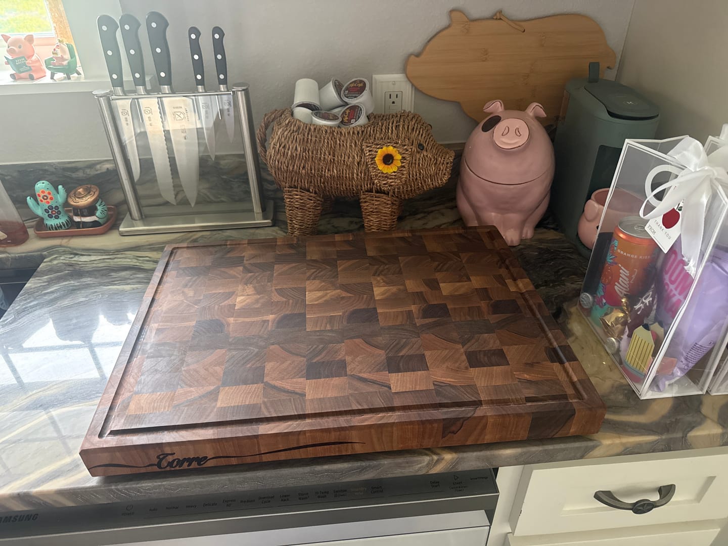 Customer photo review of Personalized Double-sided Walnut  End Grain Cutting Board