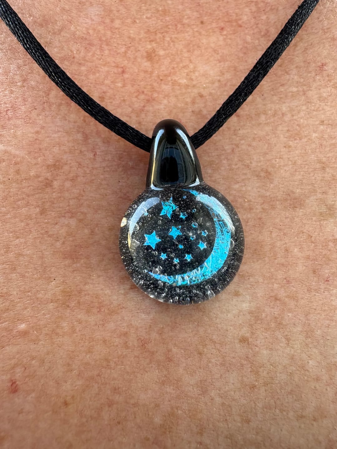 Customer photo review of Moon and Stars Hologram Pendant with Infused Cremation Ash