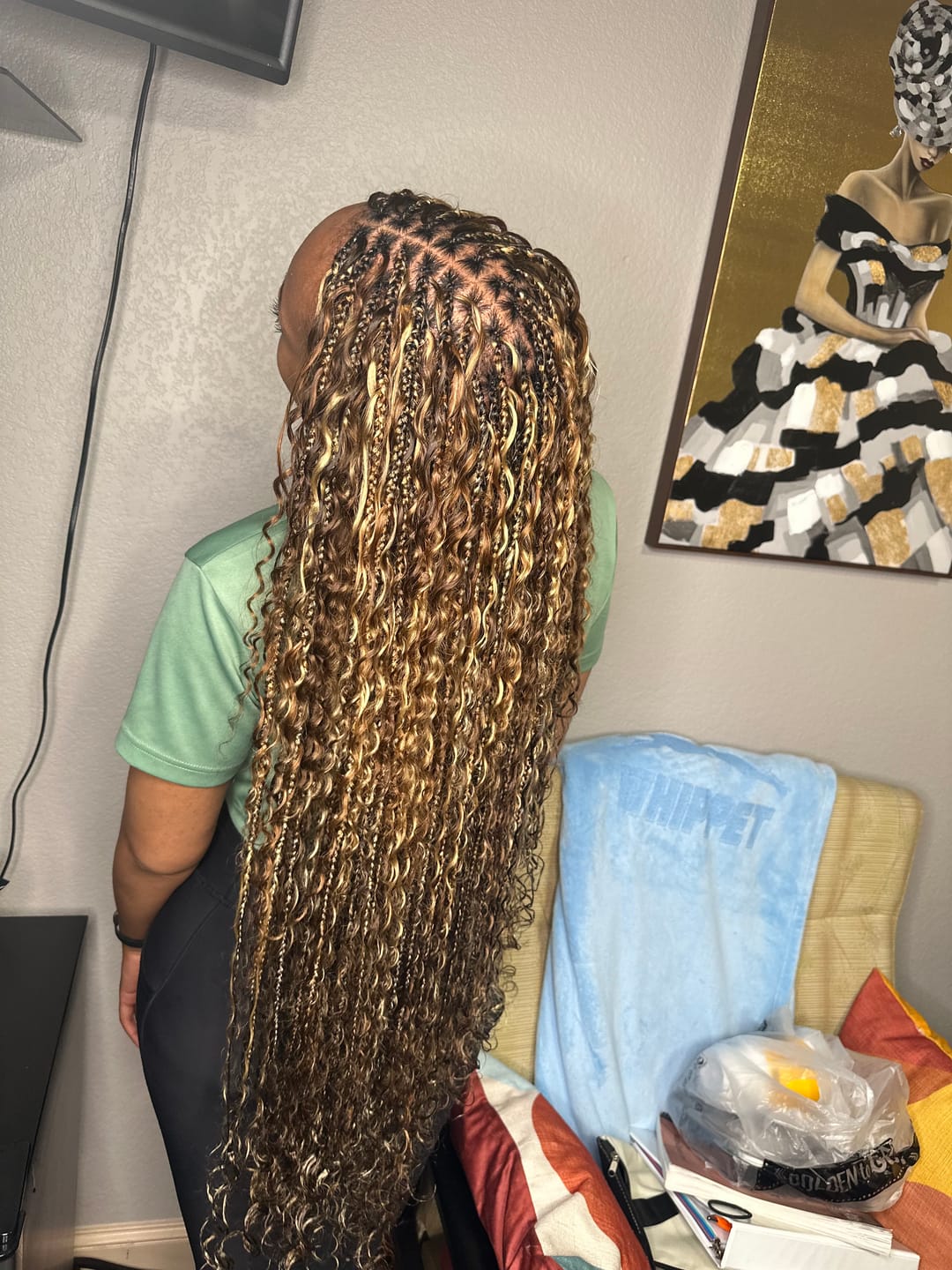 Customer photo review of #4/27/30/613 Mix Color Blend Deep Wave Human Braiding Hair