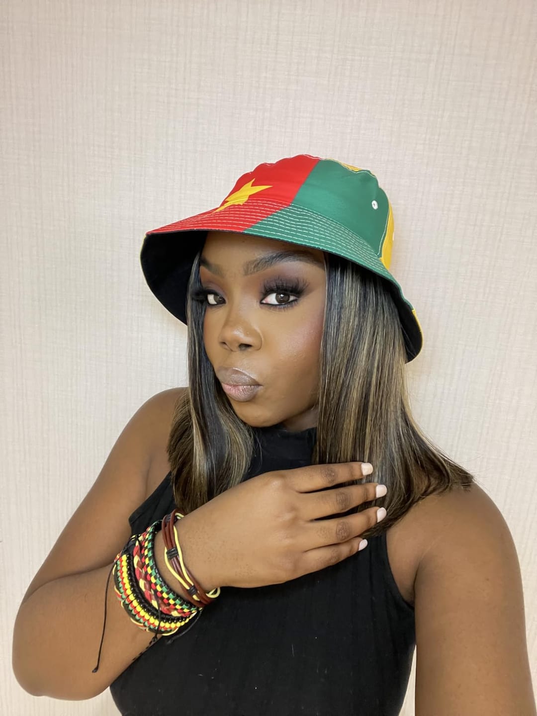 Customer photo review of Black Pride Contrast Color Woven Bracelet Set