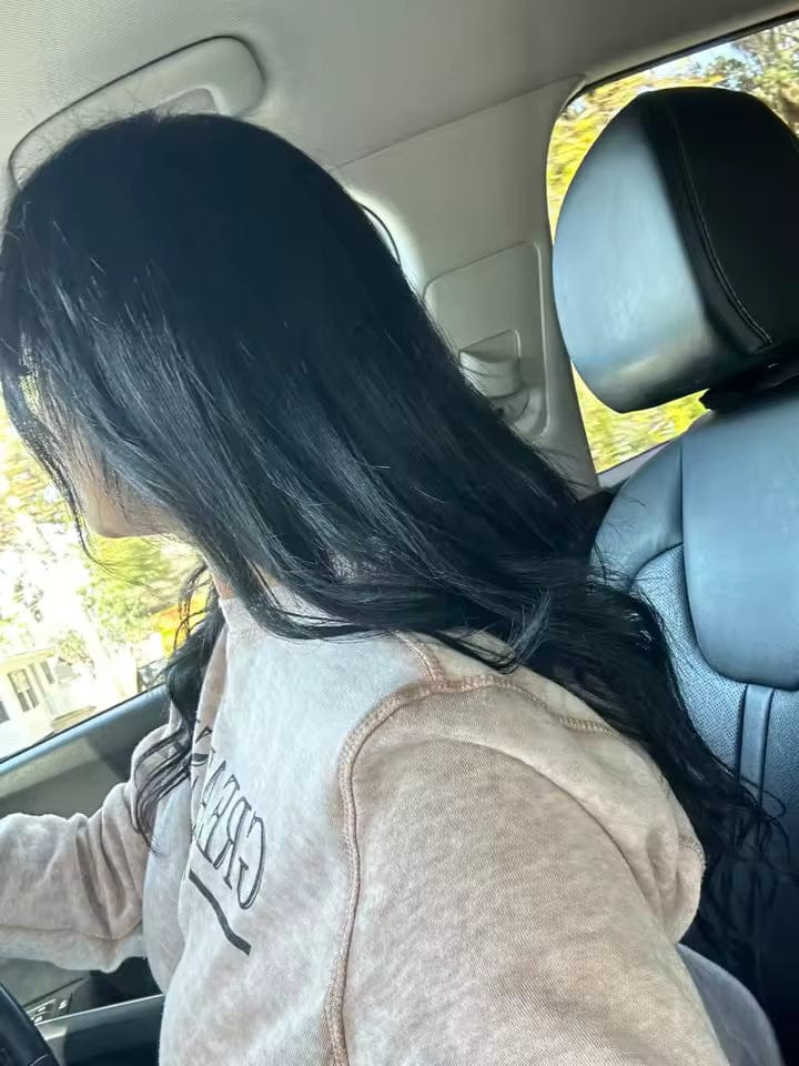 Customer photo review of Remy Clip-In Hair Extensions 100g – Straight