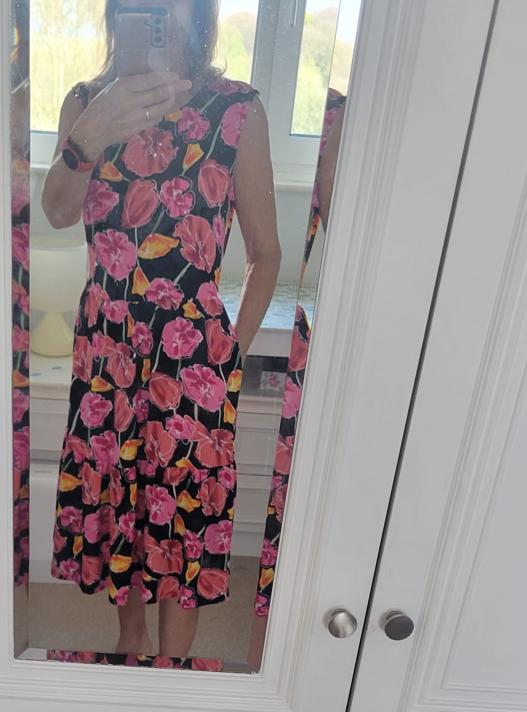 Customer photo review of Flower Drawings on Black Viscose Challis Fabric