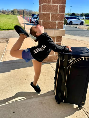 Customer photo review of Glam'r Gear Mobile Changing Station™ Dance Duffel Bag with Built-In uHide® Rack