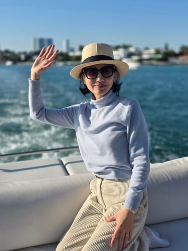 Customer photo review of 100% Wool Mock Neck Sweater