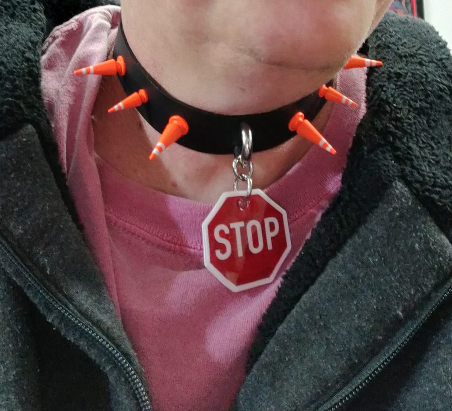 Customer photo review of Stop Sign Spiked Choker