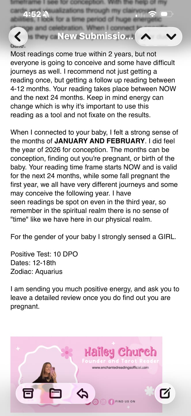 Customer photo review of Timing and Gender Reading 🌈