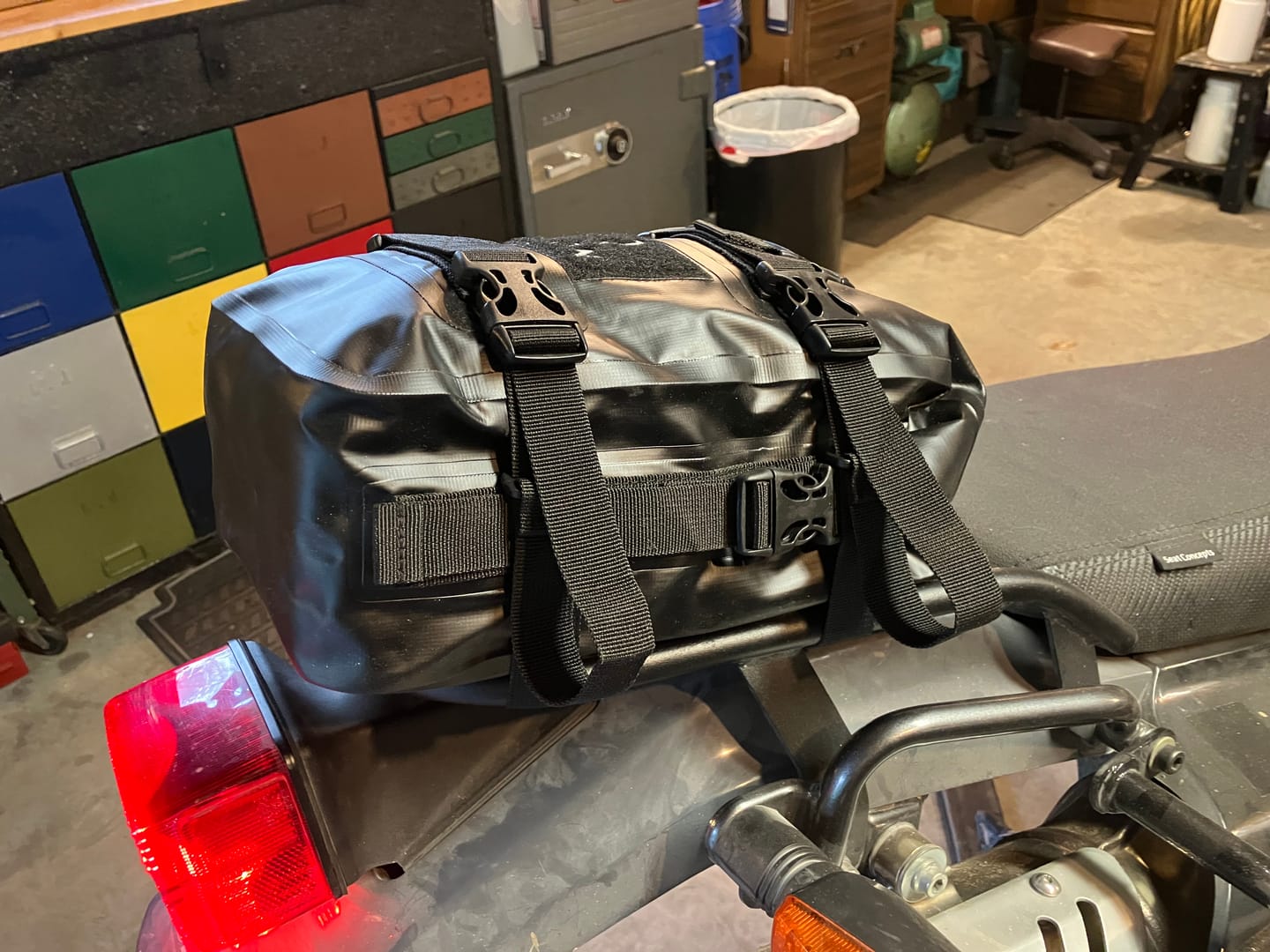 Customer photo review of RIDEIRON Compact Waterproof Motorcycle Saddle Bag | MB8006
