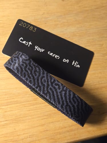 Customer photo review of Cast Your Cares On Him Bible Verse Bracelet