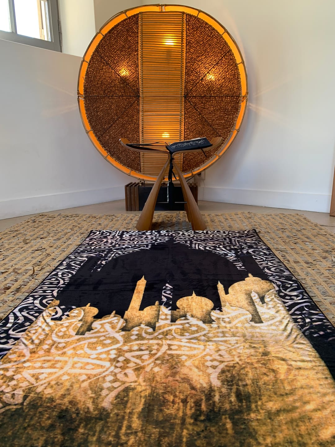 Customer photo review of Dark Arabic Calligraphy  Padded Prayer Mat