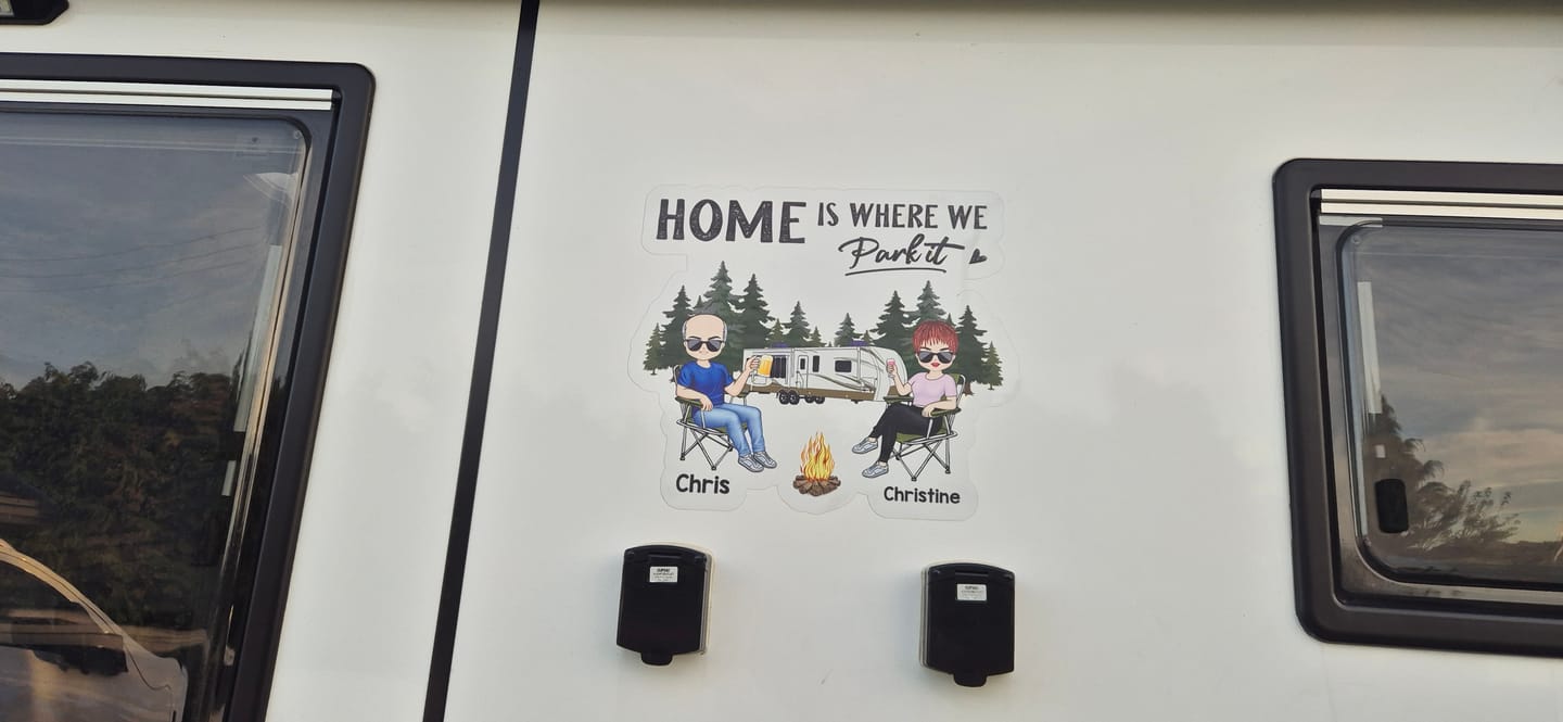 Customer photo review of Camping Partners For Life Doll Couple Sitting-Personalized RV Decal-Gift For Camping Lovers