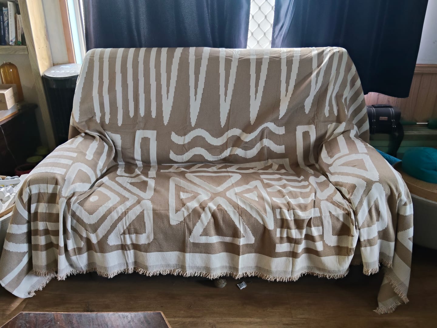 Customer photo review of Pet Couch Cover - Boho Beige