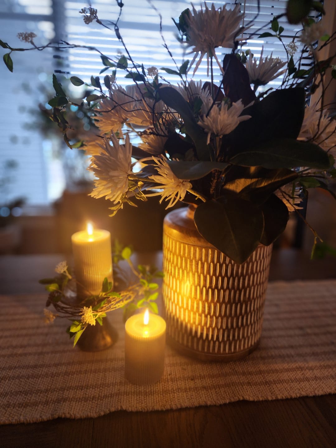 Customer photo review of Ribbed Taupe Flameless Pillar