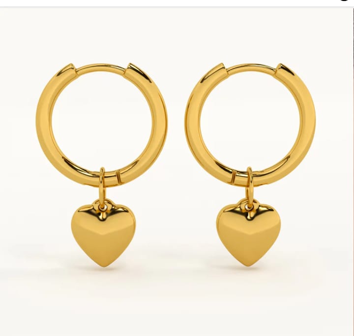 Customer photo review of Small Heart Hoop Earrings